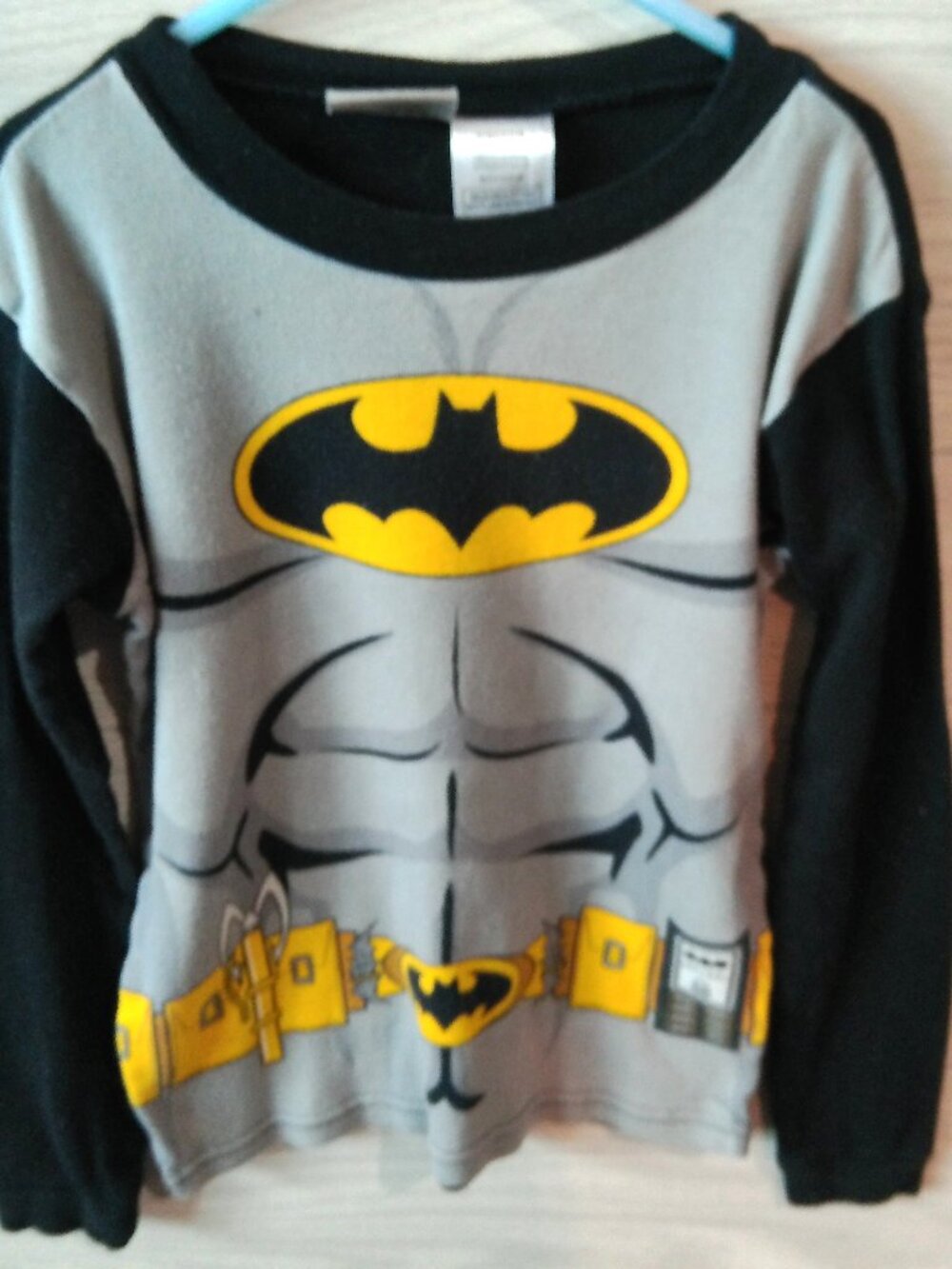 Batman Top Boy's Size 10 Gray, Black, Gold Long Sleeves 100% Cotton